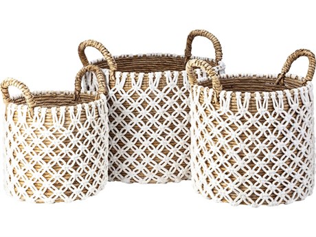 Elk Home Bradley Banana Leaf Natural / White Basket Set of 3