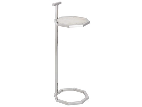 Elk Home 9" Octagon Marble Nickel White End Table