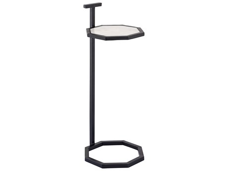 Elk Home 9" Octagon Marble Black White End Table