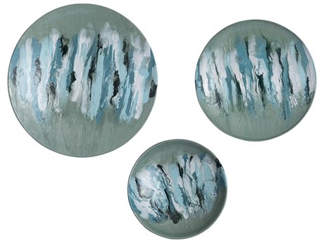 Elk Home Spindrift Seafoam Green Enamel / Nickel 3D Wall Art Set of 3