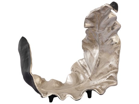 Elk Home Silver / Black Lamina Leaf Decorative Accent