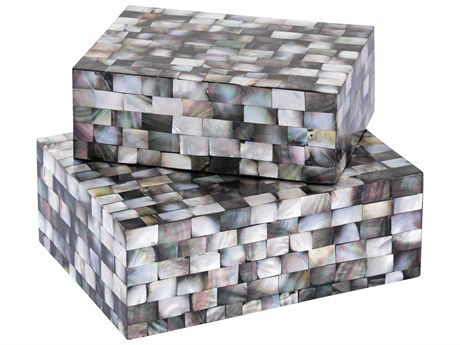 Elk Home Keshi Mother Of Pearl Storage Case Set of 2