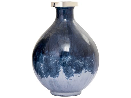 Elk Home Bahama Blue / Silver 12" High Vase