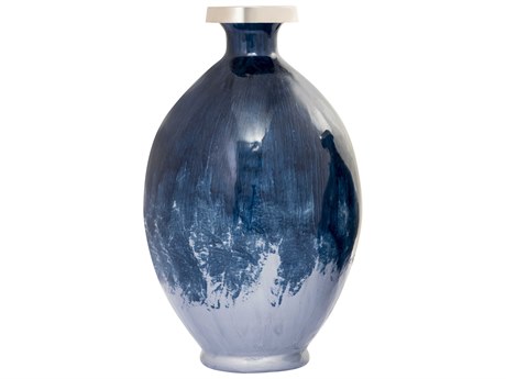 Elk Home Bahama Blue / Silver 14" High Vase