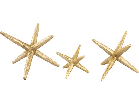 Elk Home Polished Brass Star Jacks Sculptures Set of 3