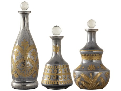 Elk Home Kemal Antique Silver / Gold Bottle Set of 3