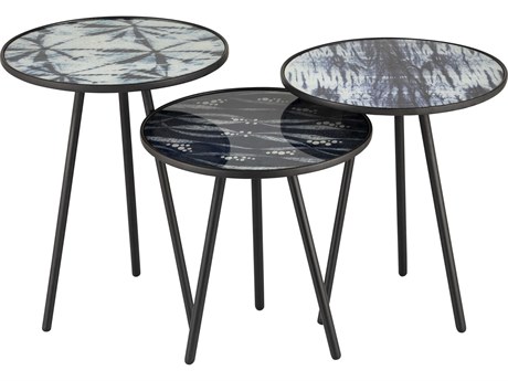 Elk Home Round Glass Navy End Table