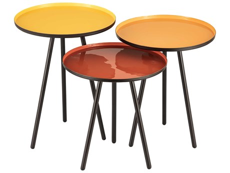 Elk Home Round Metal Orange End Table