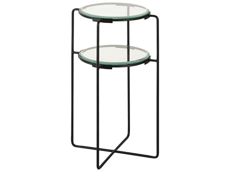 Elk Home Round Glass Matte Black End Table