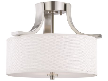 Elk Home Pendenza 2-Light Brushed Nickel Glass Drum Semi Flush Mount