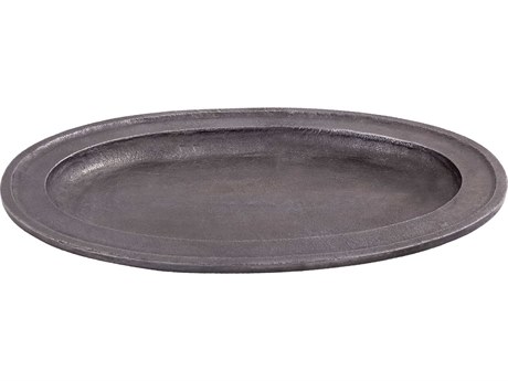Elk Home Silver Pewter Aluminum Round Serving Tray