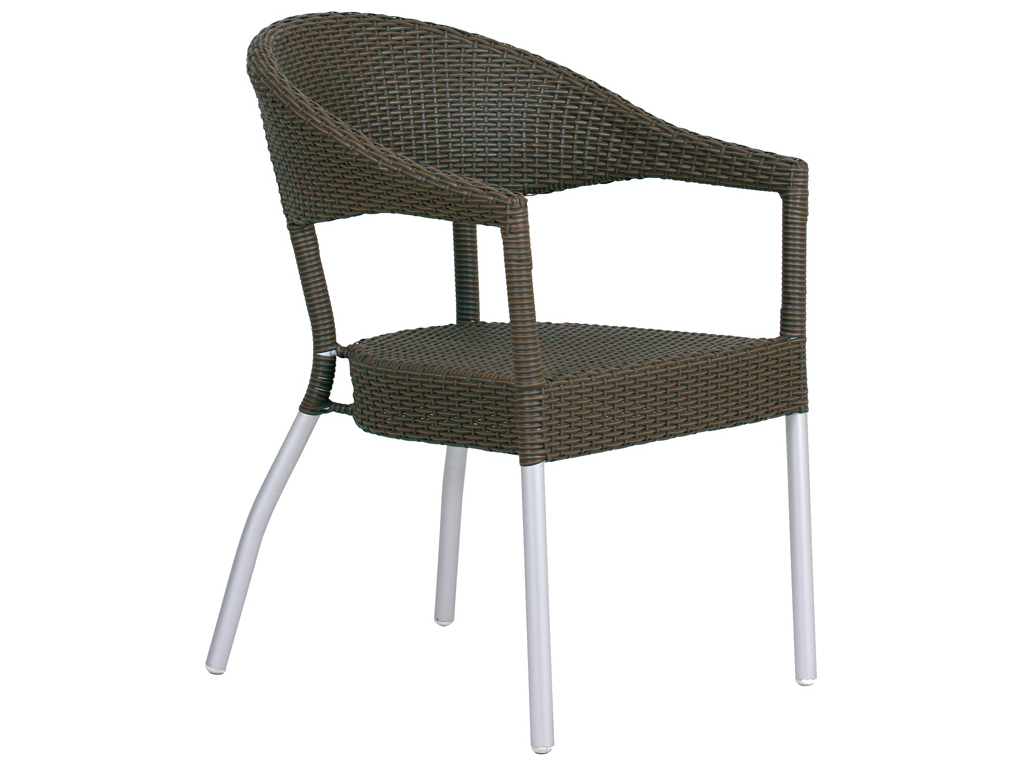 EMU Donna Aluminum Wicker Espresso Stacking Dining Arm Chair | EM1107
