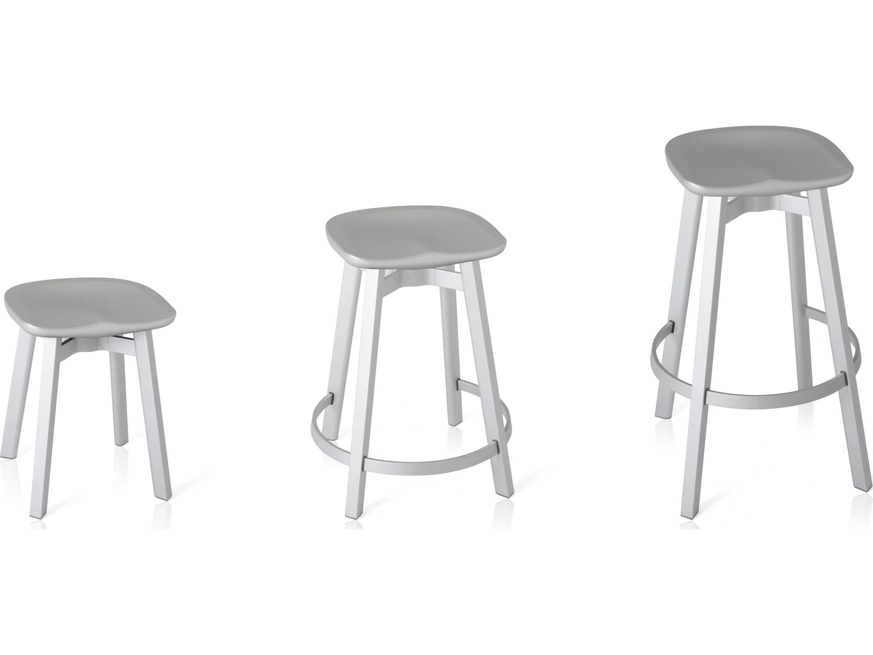Emeco Su By Nendo Flint / Natural Anodized Side Counter Height Stool