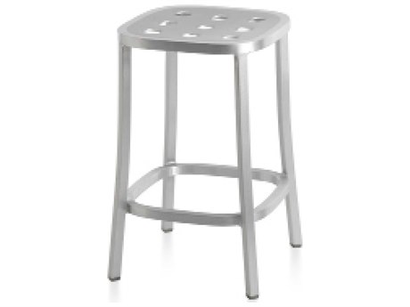 Emeco Outdoor 1 Inch By Jasper Morrison Aluminum 24'' High Counter Stool