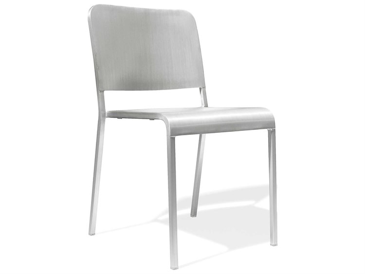 Emeco Outdoor Norman Foster Brushed Aluminum Stackable Dining Side Chair