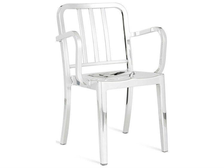 Emeco Outdoor Heritage Polished Aluminum Dining Arm Chair
