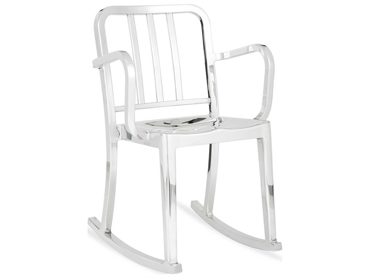 Emeco Outdoor Heritage Polished Aluminum Rocker Dining Arm Chair