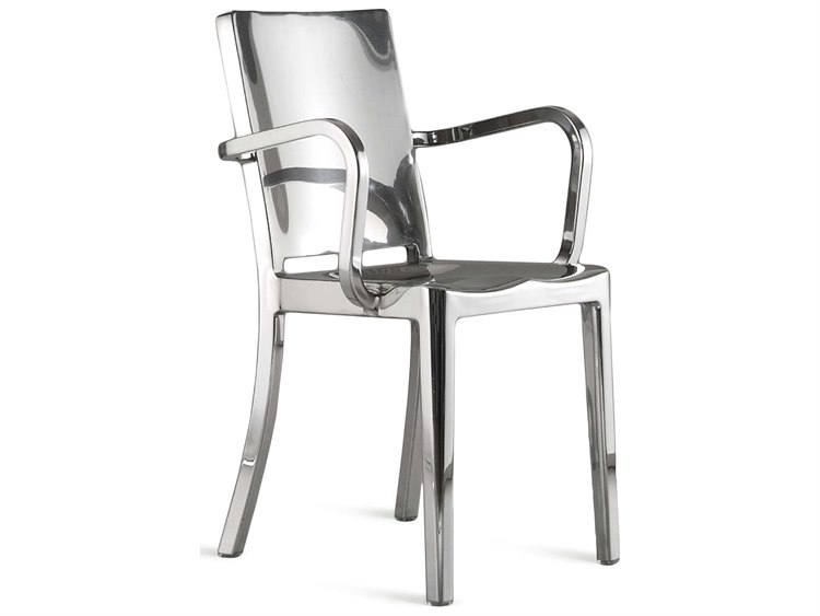 Emeco Outdoor Hudson Polished Aluminum Dining Arm Chair