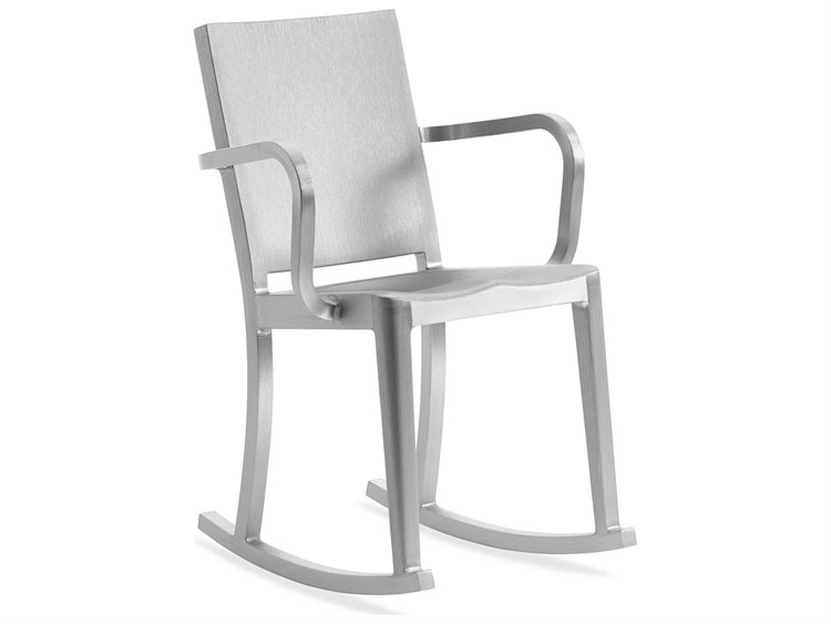 Emeco Outdoor Hudson Brushed Aluminum Rocker Dining Arm Chair