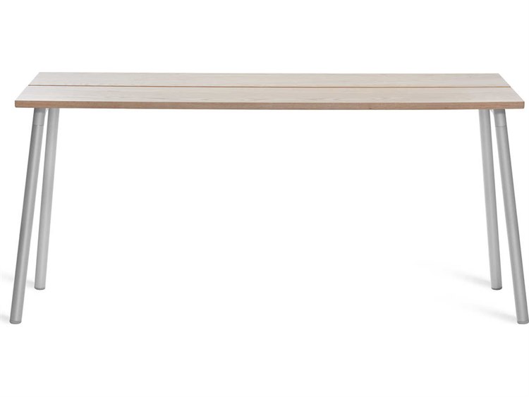 Emeco Outdoor Run By Sam Hecht And Kim Colin Aluminum Clear Anodized 62''W x 16''D Rectangular Console Table with Ash Top