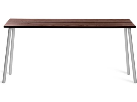 Emeco Outdoor Run By Sam Hecht And Kim Colin Aluminum Clear Anodized 62'' Wide Rectangular Console Table with Walnut Top