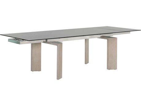 Luxecor Respite Extendable Rectangular Glass Natural Gray Smoke Dining Table