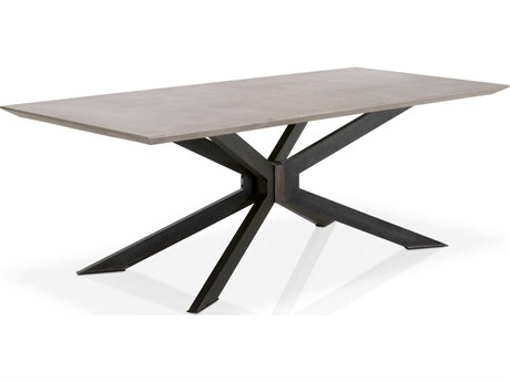 Luxecor Respite Rectangular Resin Ash Grey Distressed Black Dining Table