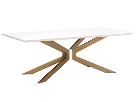 Luxecor Respite Rectangular Concrete Ivory Brass Dining Table