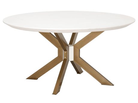 Luxecor Respite Round Ivory Concrete Brass Dining Table