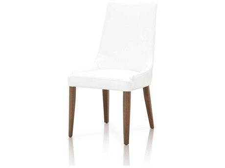 Luxecor Respite Walnut Wood White Leather Side Dining Chair Set of 2