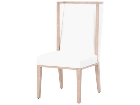 Essentials for Living Traditions Martin Wing Back Pine Wood White Upholstered Side Dining Chair Set of 2