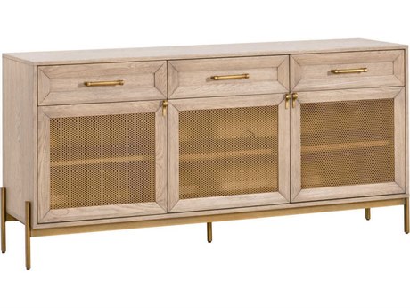 Luxecor Respite 65" Oak Wood Light Honey Brushed Gold Media Console