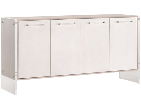 Luxecor Respite Shagreen 67" Acacia Wood Pearl Natural Gray Lucite Brushed Silver Sideboard