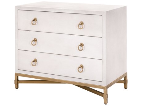 Luxecor Respite Shagreen 3-Drawers White Acacia Wood Nightstand