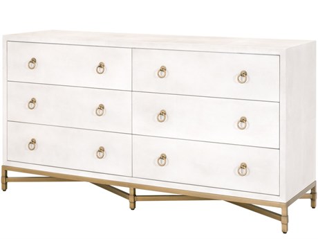 Luxecor Respite Shagreen 6-Drawers White Acacia Wood Double Dresser