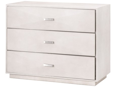 Luxecor Respite Shagreen 3-Drawers White Rubberwood Nightstand