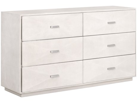 Luxecor Respite Shagreen 6-Drawers White Rubberwood Double Dresser