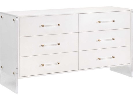 Luxecor Respite Shagreen 6-Drawers White Rubberwood Double Dresser