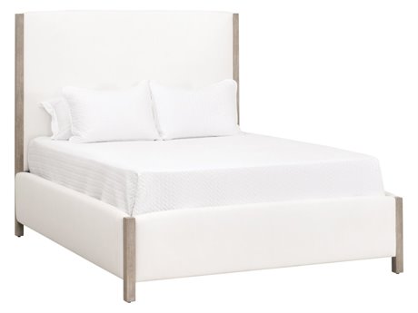 Luxecor Respite White Beech Wood Upholstered King Platform Bed