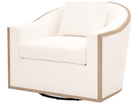 Essentials for Living Stitch & Hand Paxton Swivel White Fabric Club Chair