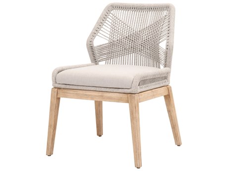 Essentials for Living Woven Loom Mahogany Wood Gray Upholstered Side Dining Chair Set of 2