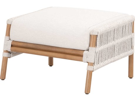 Essentials for Living Woven White Upholstered Ottoman
