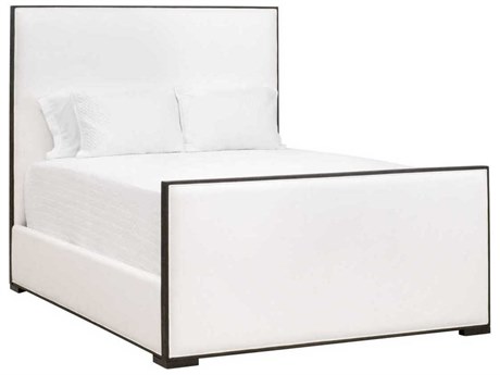 Luxecor Respite Pearl Matte Brown Oak White Wood Upholstered Queen Panel Bed