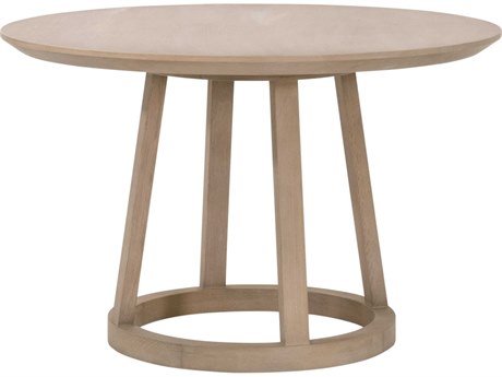 Essentials for Living Bella Antique Round Wood Reinforced Smoke Gray Oak Dining Table