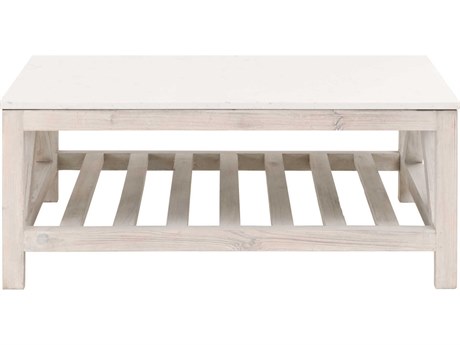 Luxecor Respite Square Stone White Wash Pine Quartz Coffee Table