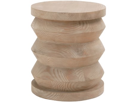 Essentials for Living Bella Antique Pier Round Wood Smoke Gray Pine End Table