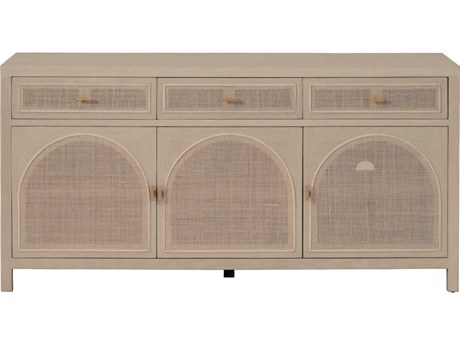 Essentials for Living Bella Antique Cane 63" Pine Wood Smoke Gray Oak Sideboard