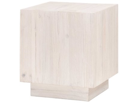 Essentials for Living Bella Antique Montauk Square Wood White Wash Pine End Table