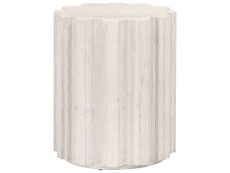 Luxecor Respite Round Wood White Wash Pine End Table