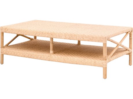 Essentials for Living Sample Palisades Rectangular Natural Rattan Coffee Table